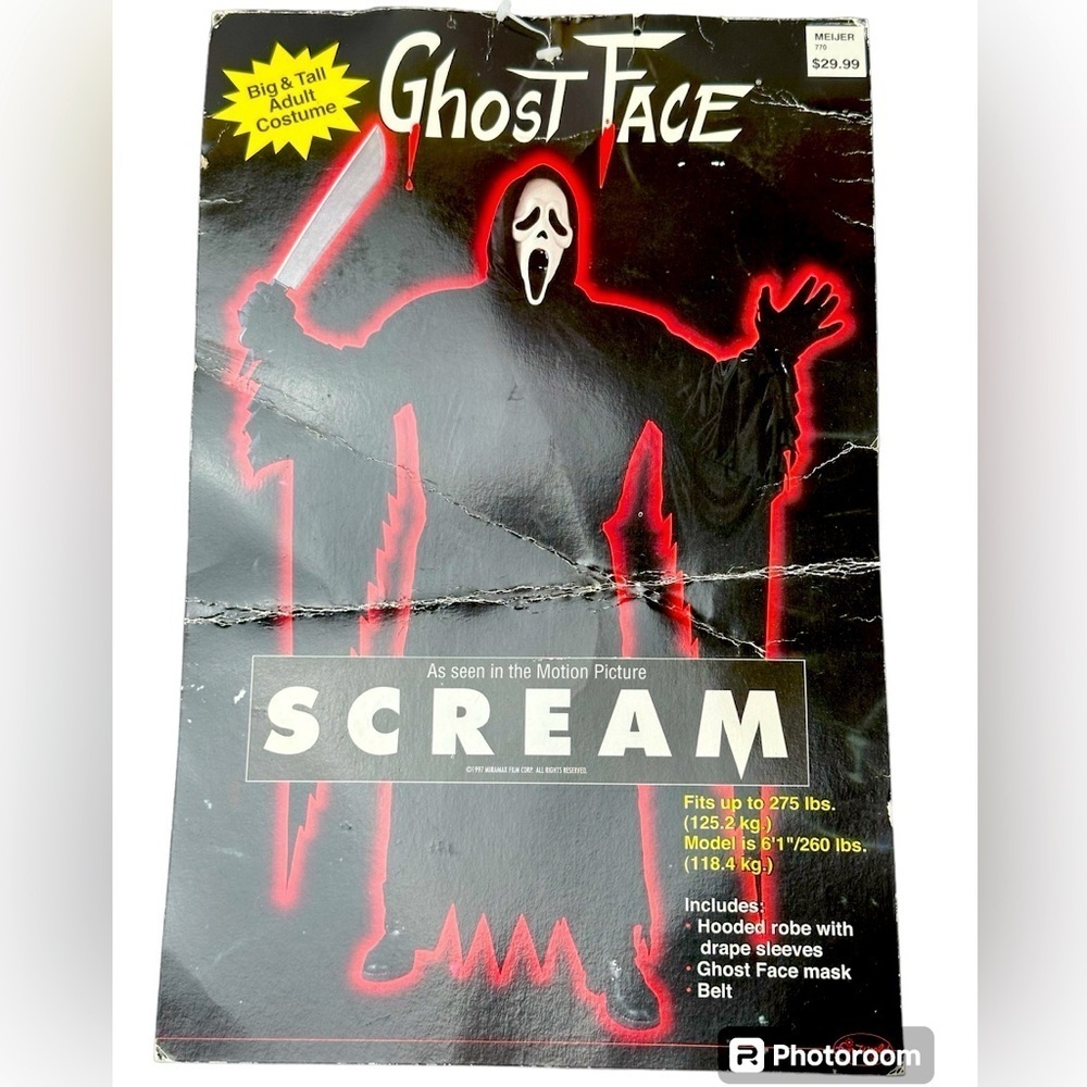 Vtg Scream Ghost Face & Hooded Robe Halloween Costume Easter Unlimited Adult NWT